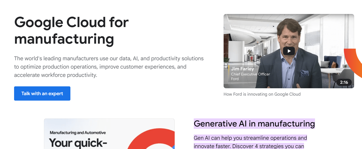 Google Cloud AI for Manufacturing 