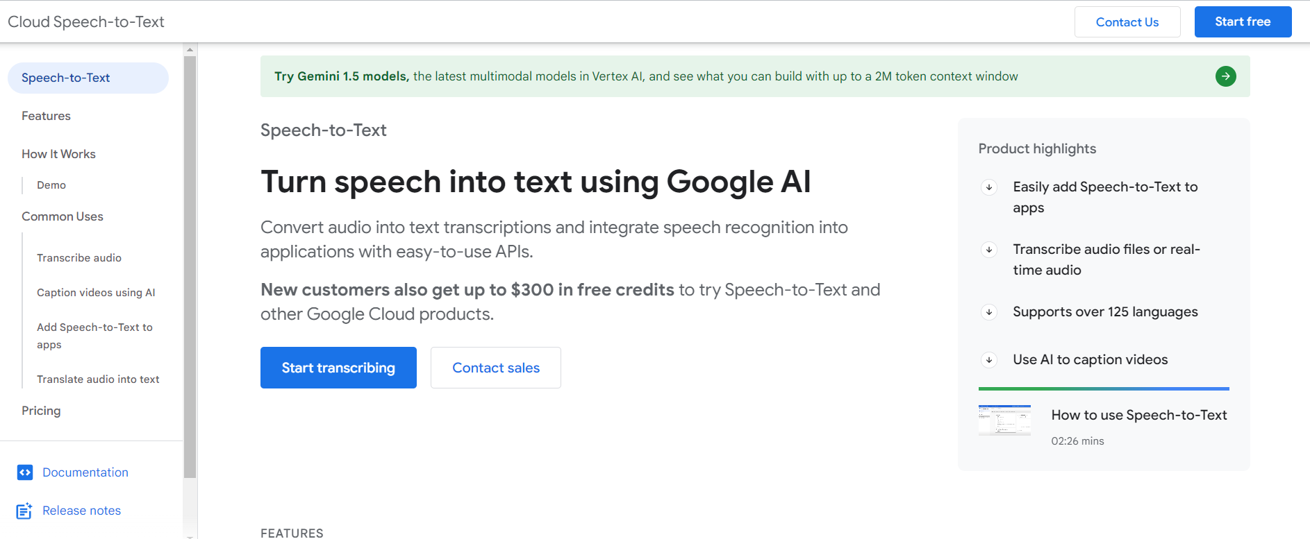 google speech to text