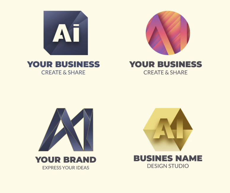 Examples of AI-generated logos used by different businesses