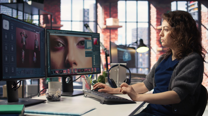 designer using ai to create digital content