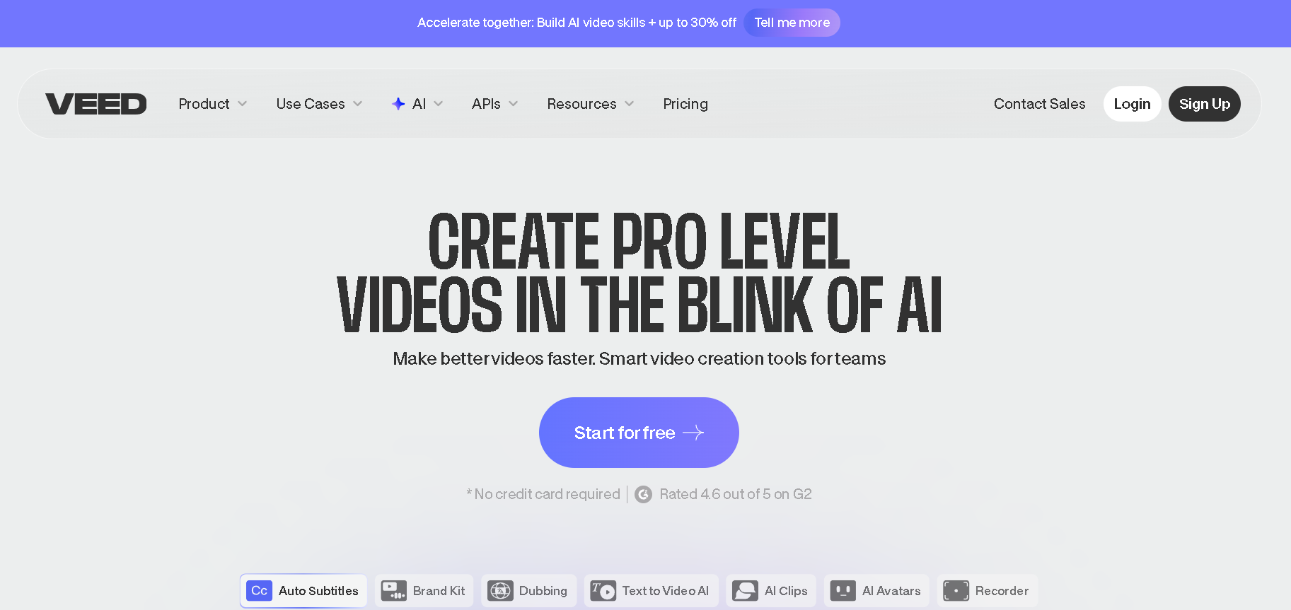 VEED.io online video editor with AI tools, subtitles, and video creation features
