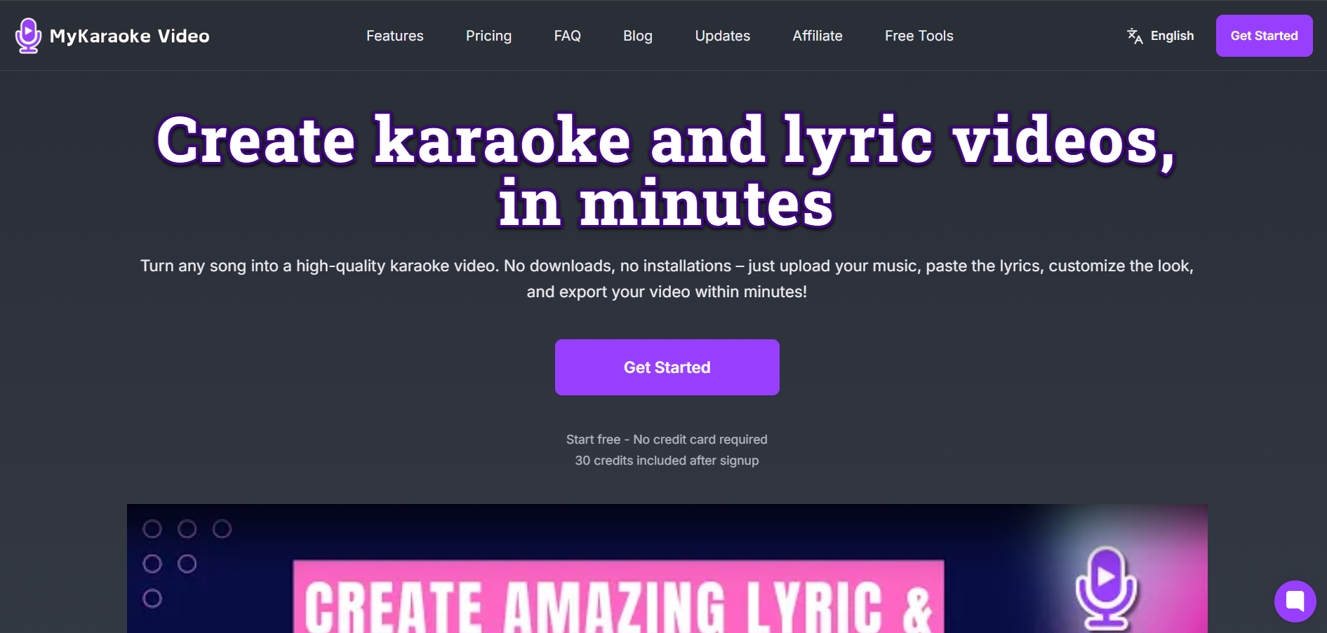 MyKaraoke Video online tool for generating karaoke videos with synchronized lyrics