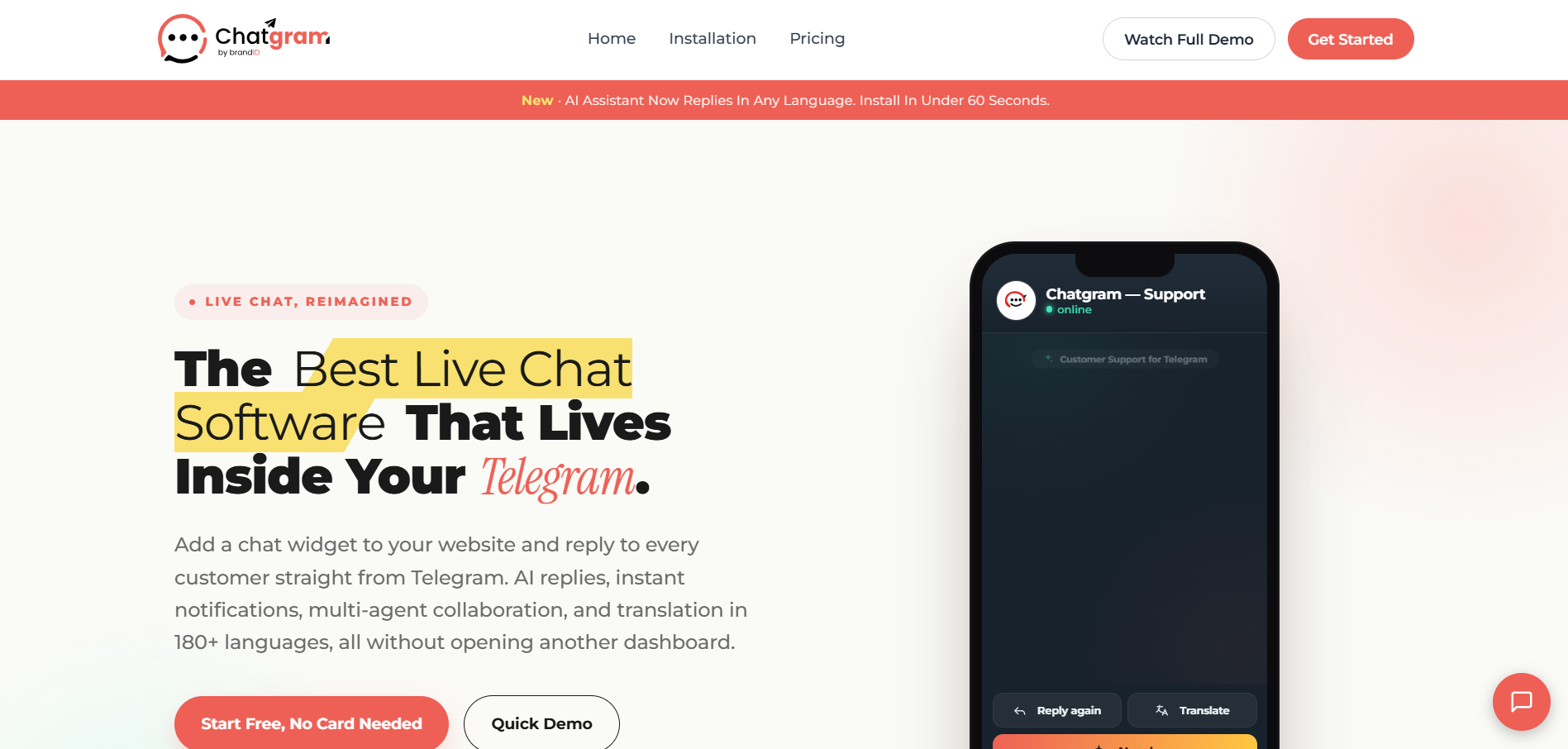 AI-powered Chatgram platform with smart chat and automation features